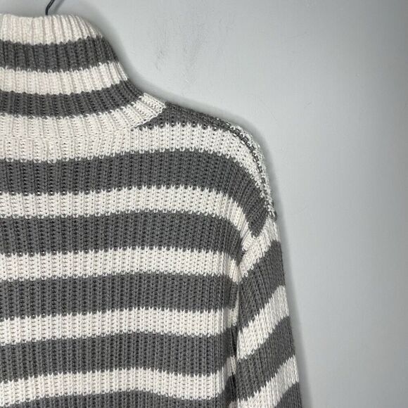 PETER SOM Collective Sweater Women XS Oversized Striped Pullover Turtleneck Gray - Picture 8 of 14
